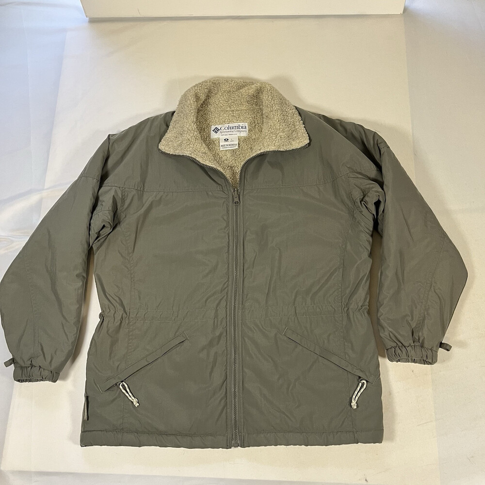 Vintage Columbia Jacket Womens M Sherpa Lined Bomber Coat Lightweight 1990s